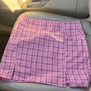 Pink Plaid Mini Skirt - Classic High-Waist Style